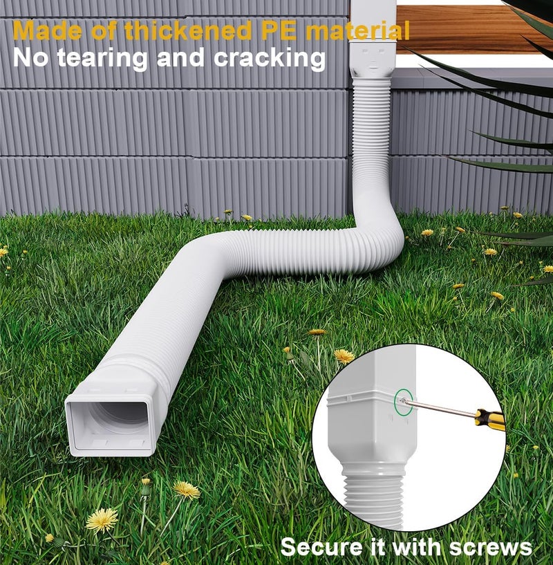 Ogutter Rain Gutter Downspout Extensions, Downspout Extender for Rainwater Drainage Flexible, Down Spout Drain Extension Pipe and Extendable from 21 to 66 Inches (4 Pack, White) - Image 5